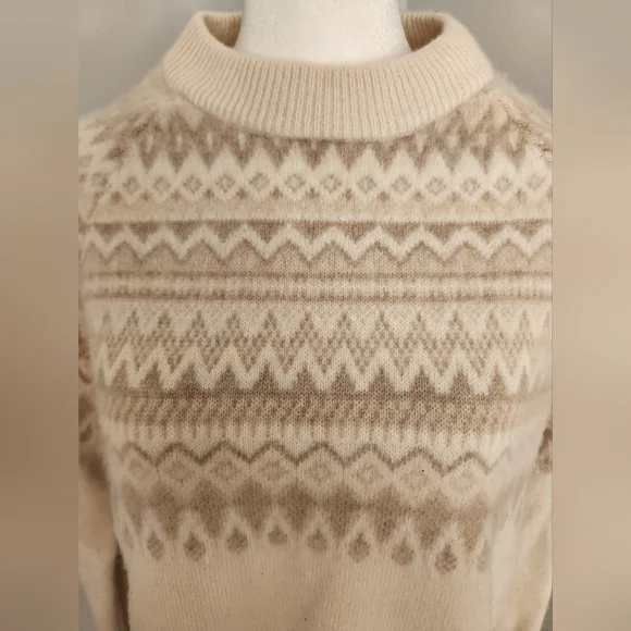 Vineyard Vines Cream Cashmere Crewneck Fair Isle Sweater M - Picture 3 of 12